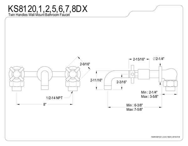 WALL MOUNT BATHROOM FAUCET in OIL RUBBED BRONZE - BFKS8125DX - COPPER ALCHEMY