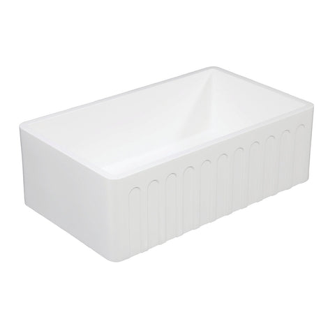 Solid Surface White Stone Apron Front Farmhouse Single Bowl Kitchen Sink 30 x 18 x 10" with Apron Design - KSGKFA301810CD - COPPER ALCHEMY