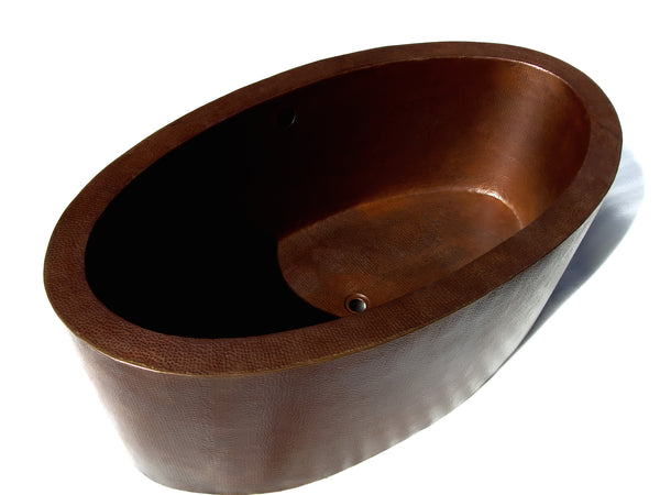 ROMANTICA | Oval Double Wall Free Standing Copper Bathtub  64 x 36 x 24" - BT001CV - COPPER ALCHEMY