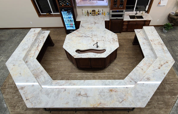 SONOMA GRANDE | River Shape Under Mount Bar Copper Sink with 1.5" Rim - 51 x 14 x 4.5" - Gauge 16 - COPPER ALCHEMY