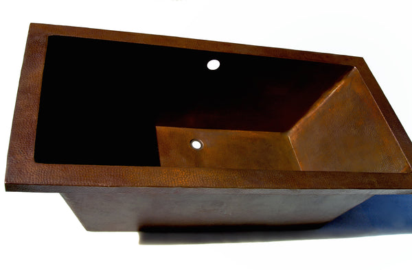 SIESTA | Drop in Rectangular Copper Bathtub 72 x 36 x 22.5" - BT002CV - COPPER ALCHEMY