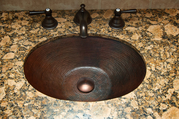 SOL | Oval Under Mount Bathroom Copper Sink with 1" Flat Rim - 19 x 14 x 4.5" - Gauge 18 - COPPER ALCHEMY
