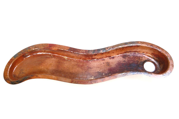 SONOMA GRANDE | River Shape Under Mount Bar Copper Sink with 1.5" Rim - 51 x 14 x 4.5" - Gauge 16 - COPPER ALCHEMY