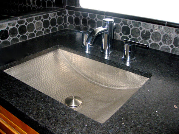 TAMAYO | Rectangular Under Mount Bathroom Copper Sink with 1.5" Flat Rim - 22 x 16 x 5" - Gauge 16 - COPPER ALCHEMY