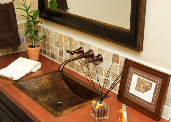 TAMAYO | Rectangular Under Mount Bathroom Copper Sink with 1.5" Flat Rim - 22 x 16 x 5" - Gauge 16 - COPPER ALCHEMY