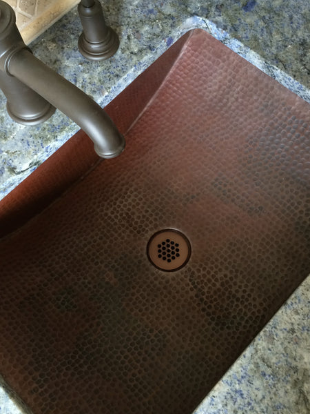 TAMAYO | Rectangular Under Mount Bathroom Copper Sink with 1.5" Flat Rim - 22 x 16 x 5" - Gauge 16 - COPPER ALCHEMY