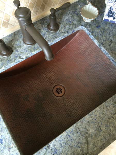 TAMAYO | Rectangular Under Mount Bathroom Copper Sink with 1.5" Flat Rim - 22 x 16 x 5" - Gauge 16 - COPPER ALCHEMY