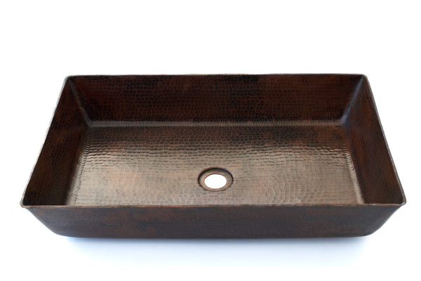 TESTINO | Rectangular Vessel Bathroom Copper Sink - 22 x 14 x 4.5" - Thick Gauge 14 - VS036CV - COPPER ALCHEMY