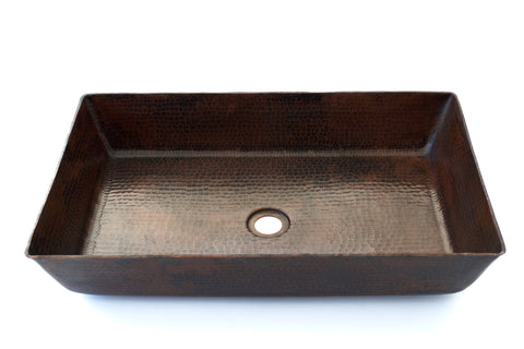 TESTINO | Rectangular Vessel Bathroom Copper Sink - 22 x 14 x 4.5" - Thick Gauge 14 - VS036CV - COPPER ALCHEMY