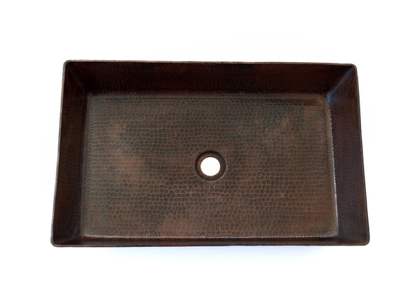 TESTINO | Rectangular Vessel Bathroom Copper Sink - 22 x 14 x 4.5" - Thick Gauge 14 - VS036CV - COPPER ALCHEMY