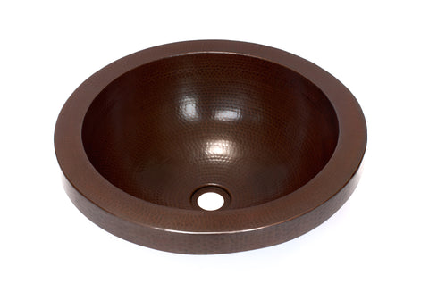 AVEDON | Round Raised Profile Bathroom Copper Sink with 1.5" Apron - 17 x 6" - COPPER ALCHEMY