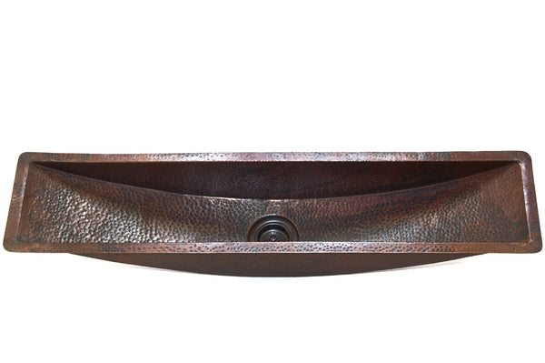 BORDEAUX | Rectangular Under Mount Bar Copper Sink with 1" Flat Rim - 45 x 10 x 6.5" - Gauge 16 - COPPER ALCHEMY