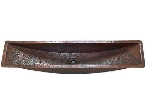 BORDEAUX | Rectangular Under Mount Bar Copper Sink with 1" Flat Rim - 45 x 10 x 6.5" - Gauge 16 - COPPER ALCHEMY