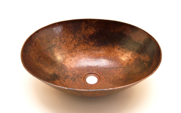 BOTERO | Oval Vessel Bathroom Copper Sink - 18 x 14 x 6" - Thick Gauge 14 - COPPER ALCHEMY