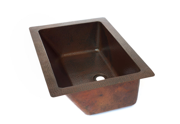 BRAVO | Rectangular Under Mount Bathroom Copper Sink with angled wall - 20 x 15 x 7" - Gauge 16 - COPPER ALCHEMY