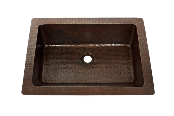BRAVO | Rectangular Under Mount Bathroom Copper Sink with angled wall - 20 x 15 x 7" - Gauge 16 - COPPER ALCHEMY