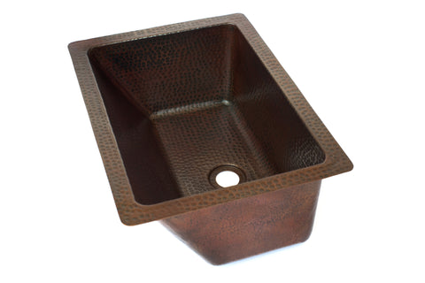 BRAVO Jr. | Rectangular Under Mount Bathroom Copper Sink with angled wall - 16 x 12 x 7" - Gauge 16 - COPPER ALCHEMY