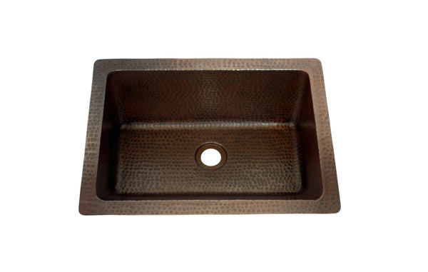 BRAVO Jr. | Rectangular Under Mount Bathroom Copper Sink with angled wall - 16 x 12 x 7" - Gauge 16 - COPPER ALCHEMY