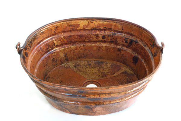 BUCKET THREE | Oval Vessel Bathroom Copper Sink - 16 x 12 x 7" - Gauge 16