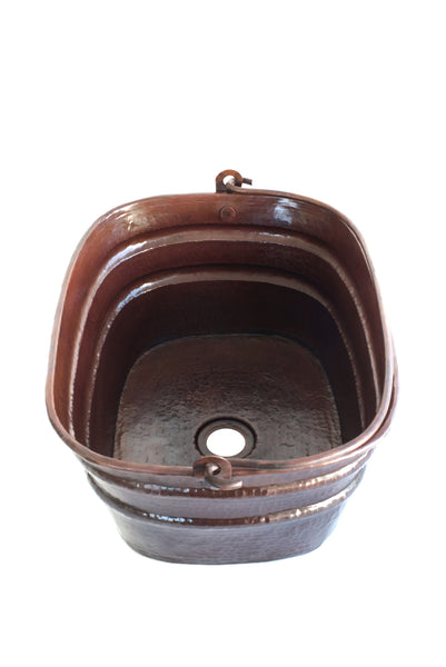 BUCKET FOUR | Rectangular Vessel Bathroom Copper Sink - 16 x 12 x 7" - Gauge 16