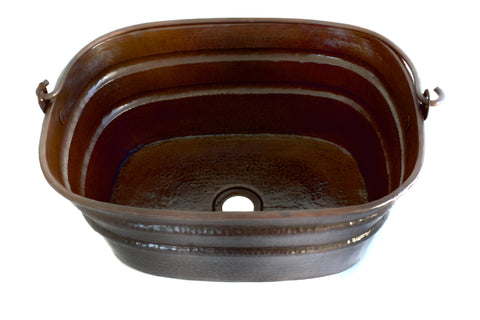 BUCKET FOUR | Rectangular Vessel Bathroom Copper Sink - 16 x 12 x 7" - Gauge 16