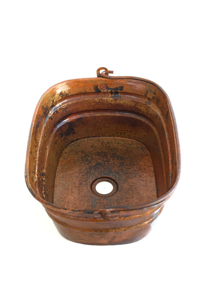 BUCKET FOUR | Rectangular Vessel Bathroom Copper Sink - 16 x 12 x 7" - Gauge 16