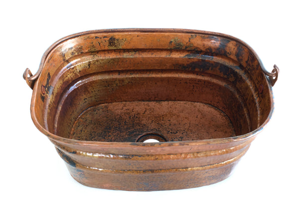 BUCKET FOUR | Rectangular Vessel Bathroom Copper Sink - 16 x 12 x 7" - Gauge 16