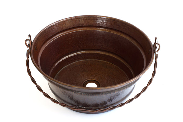 BUCKET ONE | Round Vessel Bathroom Copper Sink - 16 x 8" - Gauge 16 - COPPER ALCHEMY