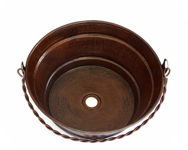 BUCKET ONE | Round Vessel Bathroom Copper Sink - 16 x 8" - Gauge 16 - COPPER ALCHEMY