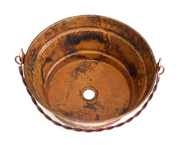 BUCKET ONE | Round Vessel Bathroom Copper Sink - 16 x 8" - Gauge 16 - COPPER ALCHEMY