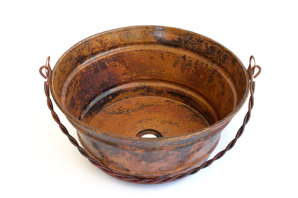 BUCKET ONE | Round Vessel Bathroom Copper Sink - 16 x 8" - Gauge 16 - COPPER ALCHEMY