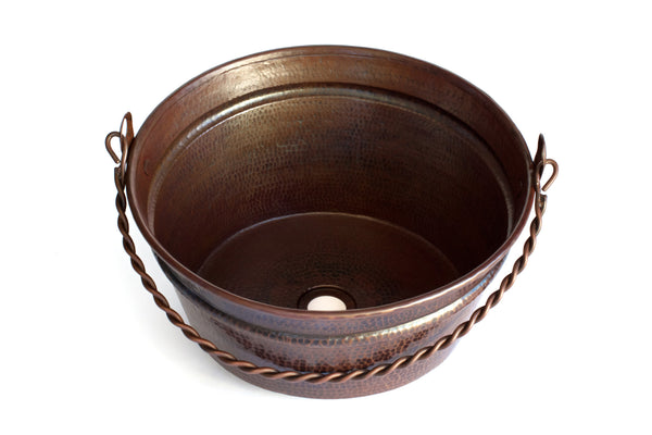 BUCKET TWO | Round Vessel Bathroom Copper Sink - 16 x 8" - Gauge 16 - COPPER ALCHEMY