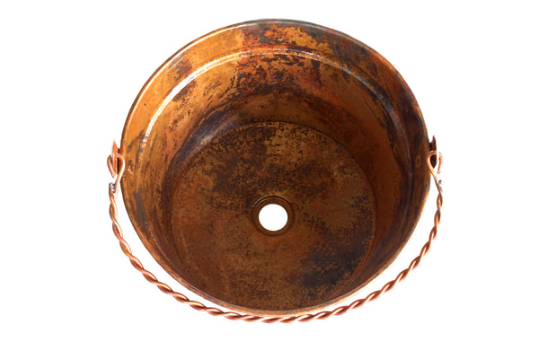 BUCKET TWO | Round Vessel Bathroom Copper Sink - 16 x 8" - Gauge 16 - COPPER ALCHEMY