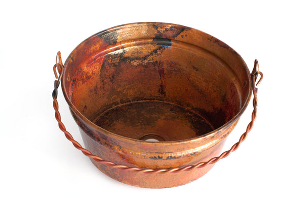 BUCKET TWO | Round Vessel Bathroom Copper Sink - 16 x 8" - Gauge 16 - COPPER ALCHEMY