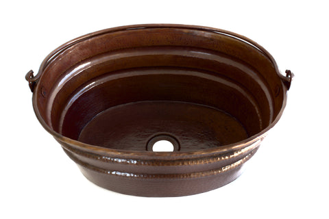 BUCKET THREE | Oval Vessel Bathroom Copper Sink - 16 x 12 x 7" - Gauge 16