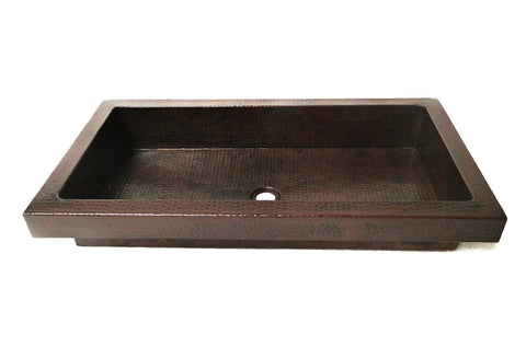 CAPA GRANDE | Rectangular Raised Profile Bathroom Copper Sink with 2" Apron - 30 x 16 x 5" - COPPER ALCHEMY