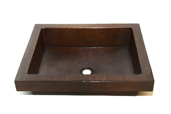 CAPA | Rectangular Raised Profile Bathroom Copper Sink with 2" Apron - 20 x 16 x 5" - COPPER ALCHEMY