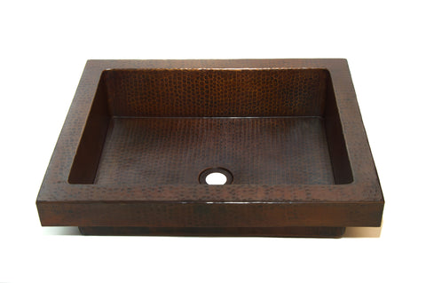 CAPA | Rectangular Raised Profile Bathroom Copper Sink with 2" Apron - 20 x 16 x 5" - COPPER ALCHEMY