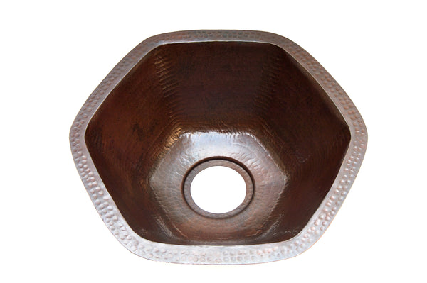 CARNEROS | Hexagonal Under Mount Bar Copper Sink with 1" Flat Rim - 16 x 7" - Gauge 16 - COPPER ALCHEMY