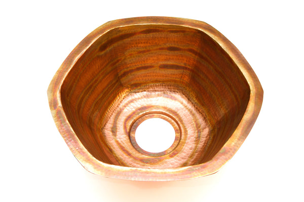 CARNEROS | Hexagonal Under Mount Bar Copper Sink with 1" Flat Rim - 16 x 7" - Gauge 16 - COPPER ALCHEMY