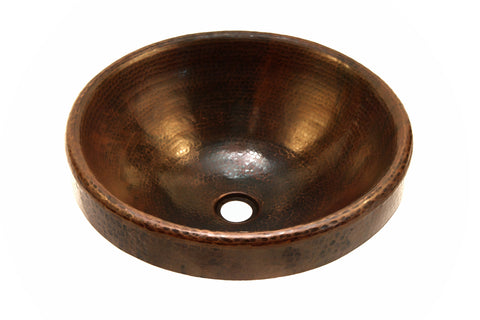 CARTIER-BRESSON | Round Raised Profile Bathroom Copper Sink with 2" Apron - 17 x 6" - COPPER ALCHEMY