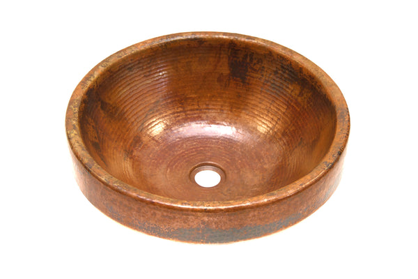 CARTIER-BRESSON | Round Raised Profile Bathroom Copper Sink with 2" Apron - 17 x 6" - COPPER ALCHEMY