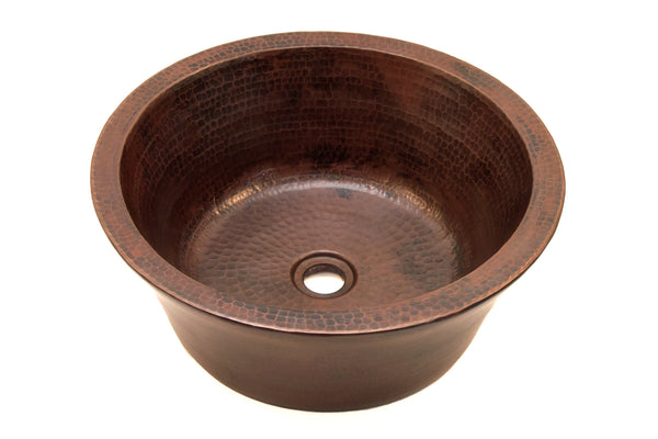 CLAUDEL | Round Vessel Bathroom Copper Sink - 16 x 6" - Double Wall - COPPER ALCHEMY