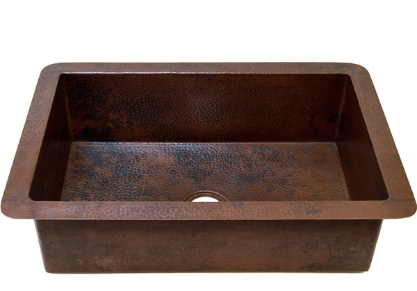 Cocina Undermount Kitchen Copper Sink - Single Basin - 33 x 22 x 10.5" - KS002CV - COPPER ALCHEMY