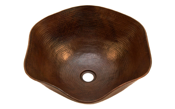DALI | Rippled Vessel Bathroom Copper Sink - 16 x 6.5" - Thick Gauge 14 - COPPER ALCHEMY