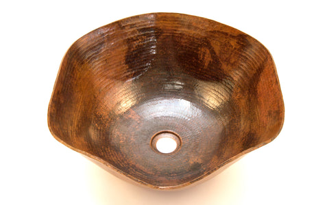 DALI | Rippled Vessel Bathroom Copper Sink - 16 x 6.5" - Thick Gauge 14 - COPPER ALCHEMY