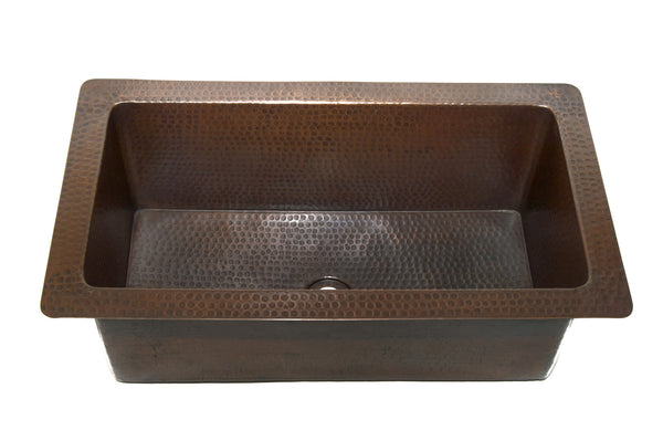 DANIELSON | Rectangular Under Mount Bathroom Copper Sink with 1.5" Flat Rim - 23 x 13 x 8" - Gauge 16 - COPPER ALCHEMY