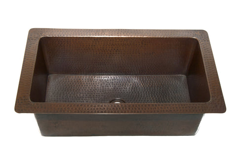 DANIELSON | Rectangular Under Mount Bathroom Copper Sink with 1.5" Flat Rim - 23 x 13 x 8" - Gauge 16 - COPPER ALCHEMY