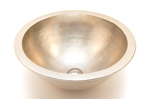 DA VINCI | Round Vessel Bathroom Copper Sink in Brushed Nickel - 17 x 7" - Double Wall - COPPER ALCHEMY