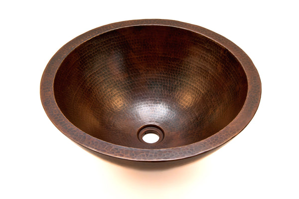 DA VINCI | Round Vessel Bathroom Copper Sink - 17 x 7" - Double Wall - COPPER ALCHEMY